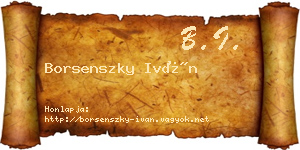 Borsenszky Iván névjegykártya